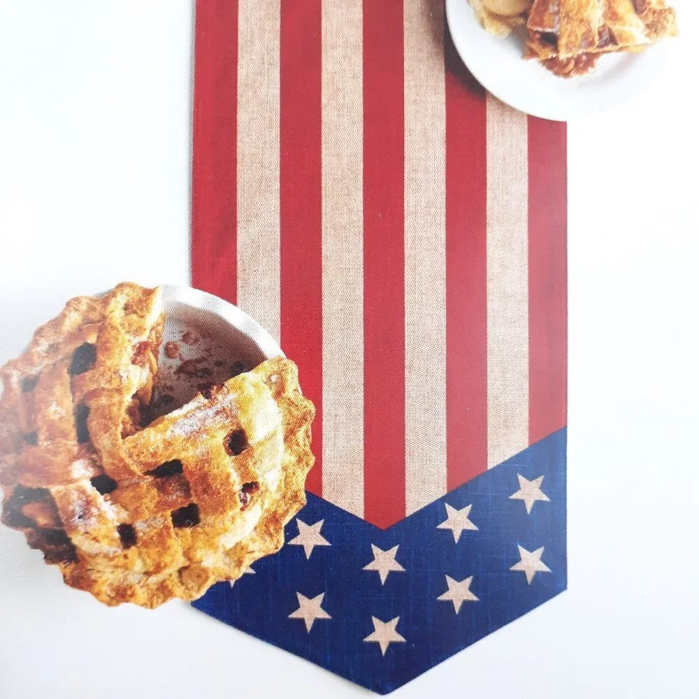 Table Runner Americana Flag Print 13x36 Burlap